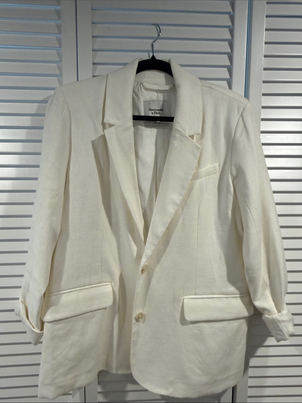 Abercrombie & Fitch Women's Linen Off-White Blazer Jacket